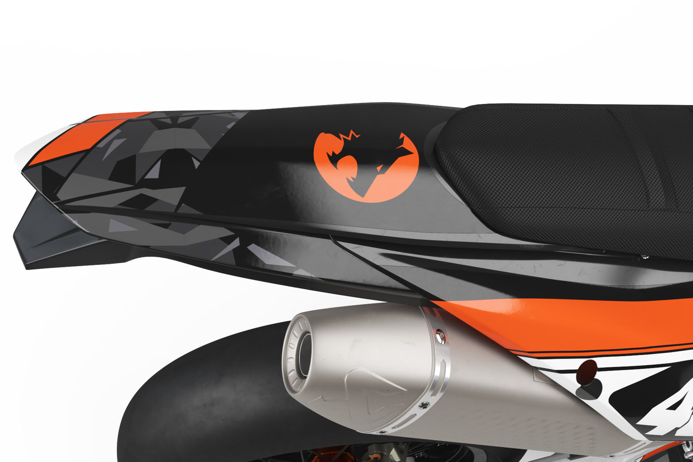 KTM EXC Dekor Urbanized - Schwarz Grau Orange - Rushracing - Tailview