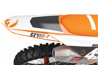 KTM EXC Dekor Sick - Orange Weiss Schwarz - Rushracing - Tailview