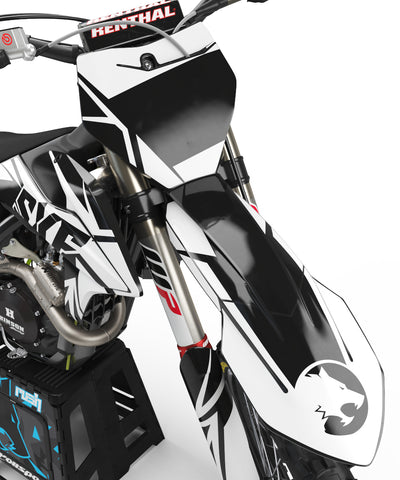 KTM EXC Dekor Spliffed - Schwarz Weiss - Rushracing - Frontview
