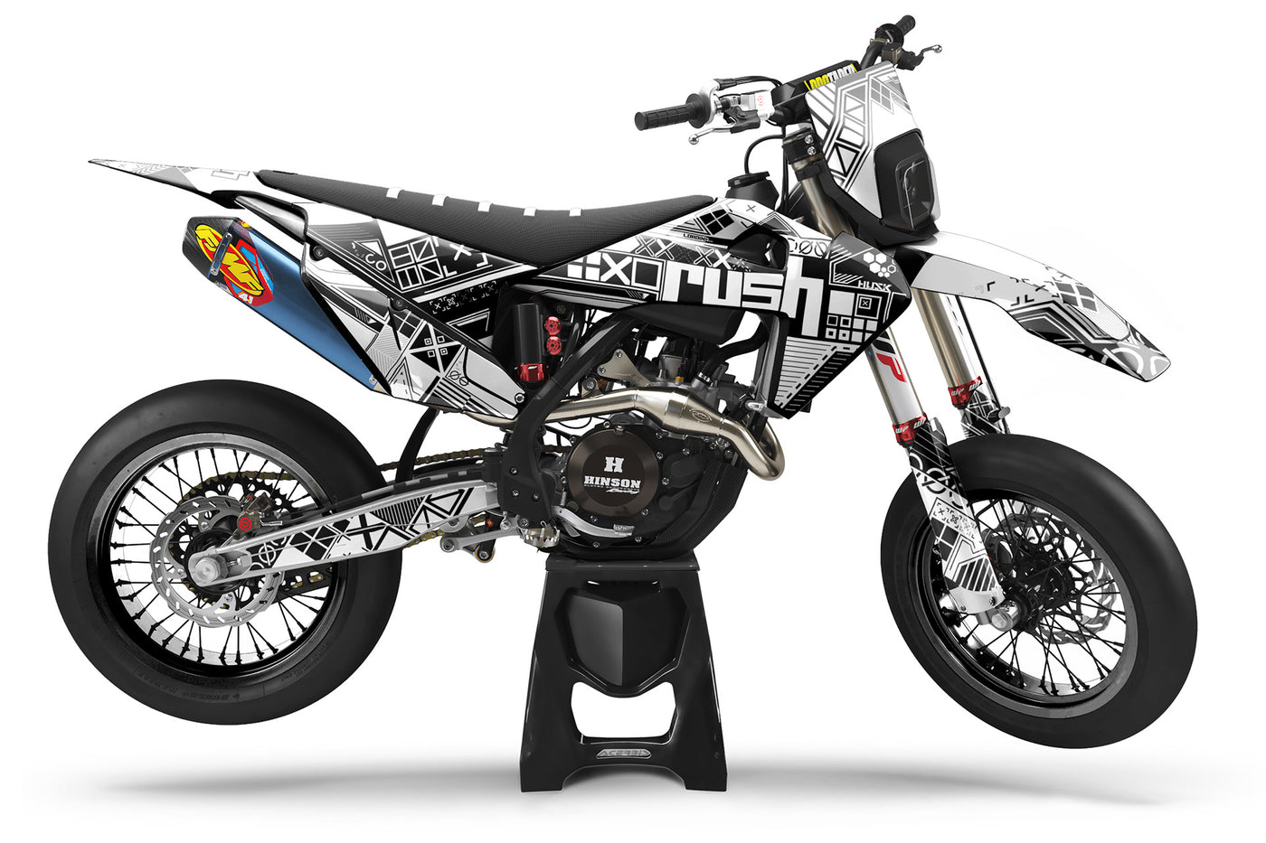 Husqvarna FE Print Stream Supermoto Dekor Schwarz Weiss
