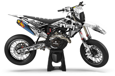 Husqvarna FE Print Stream Supermoto Dekor Schwarz Weiss