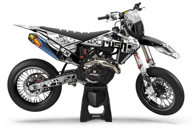 Husqvarna FE Print Stream Supermoto Dekor Weiss Schwarz