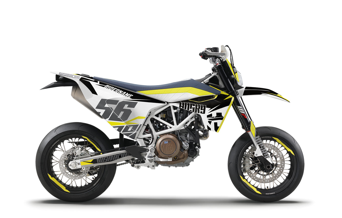 Husqvarna 701 Dekor Thief - Weiss Grau Gelb - Rushracing - Sideview