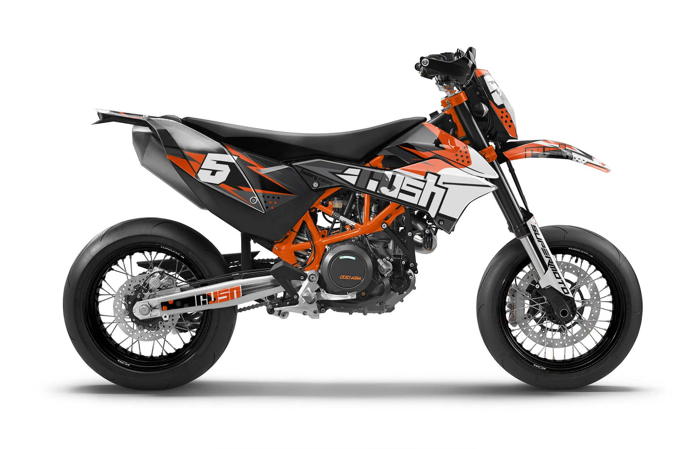 KTM SMCR 690 Dekor Leader - Schwarz Grau Orange- Rushracing - Sideview