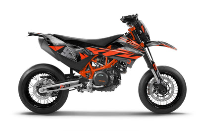 KTM SMCR 690 Dekor Cracked - Schwarz Grau Orange - Rushracing - Sideview