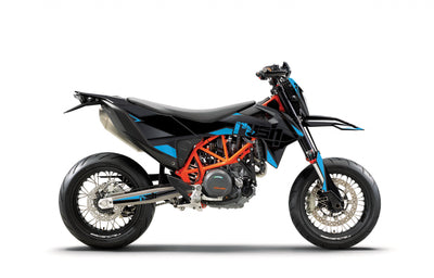 KTM SMCR 690 Dekor Flatline - Schwarz Grau Blau - Rushracing - Sideview