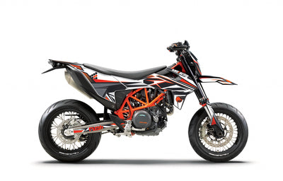 KTM SMCR 690 Dekor Tidebreaker - Schwarz Weiss Orange - Rushracing - Sideview