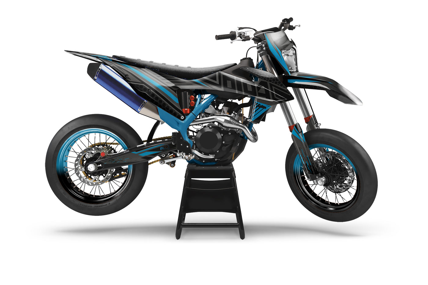 KTM EXC Dekor Oida Striped - Schwarz Blau Grau - Rushracing - Sideview