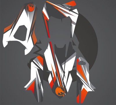 KTM SMCR 690 Dekor Tidebreaker - Schwarz Grau Orange - Rushracing - Frontview