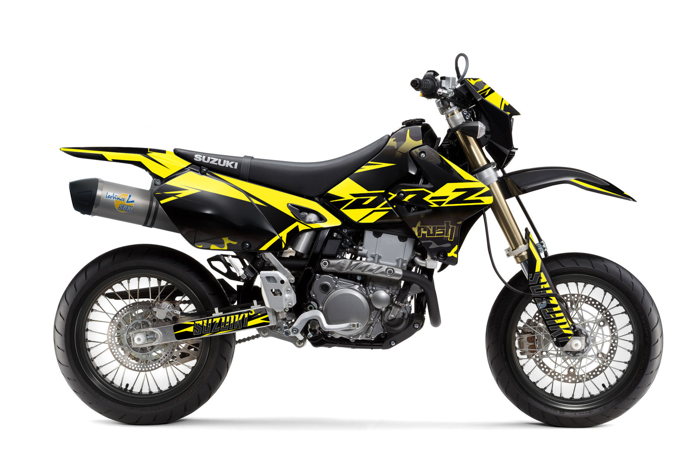 Suzuki DRZ 400 Dekor Hidden - Schwarz Grau Gelb - Rushracing - Sideview