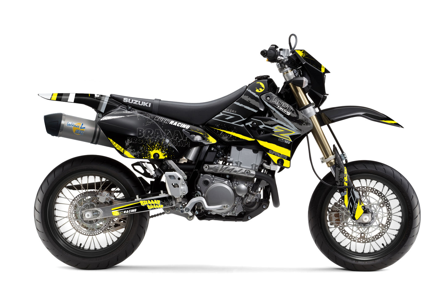 Suzuki DRZ 400 Dekor Legendary - Schwarz Grau Gelb - Rushracing - Sideview