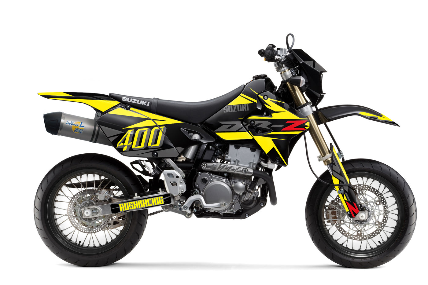 Suzuki DRZ 400 Dekor Lunar - Schwarz Grau Gelb - Rushracing - Sideview