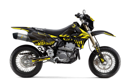 Suzuki DRZ 400 Dekor Streetwarrior - Schwarz Grau Gelb - Rushracing - Sideview