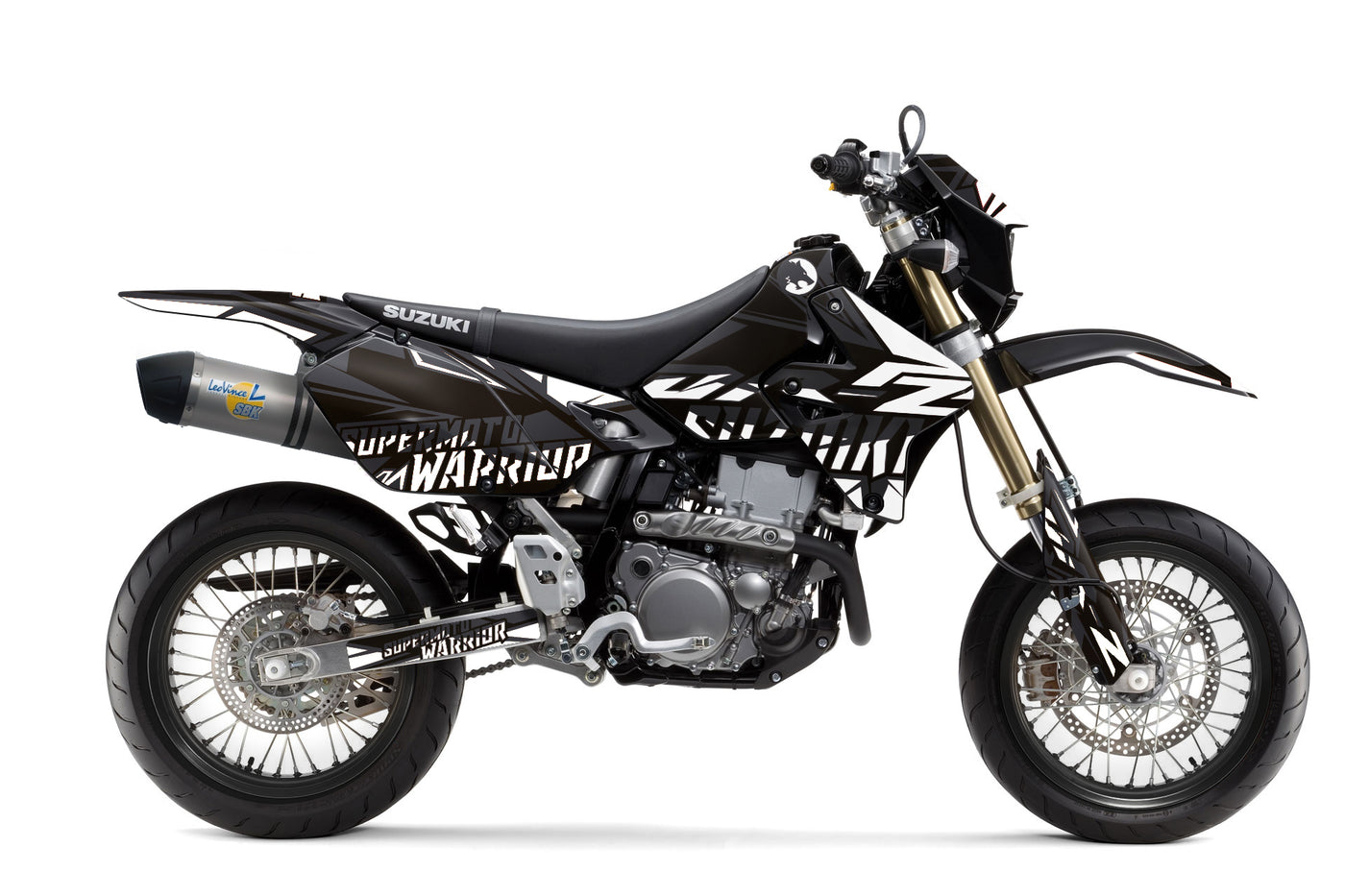 Suzuki DRZ 400 Dekor Streetwarrior - Schwarz Grau Weiss - Rushracing - Sideview