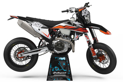 KTM EXC Dekor Sidewinder - Schwarz Weiss Orange - Rushracing - Sideview