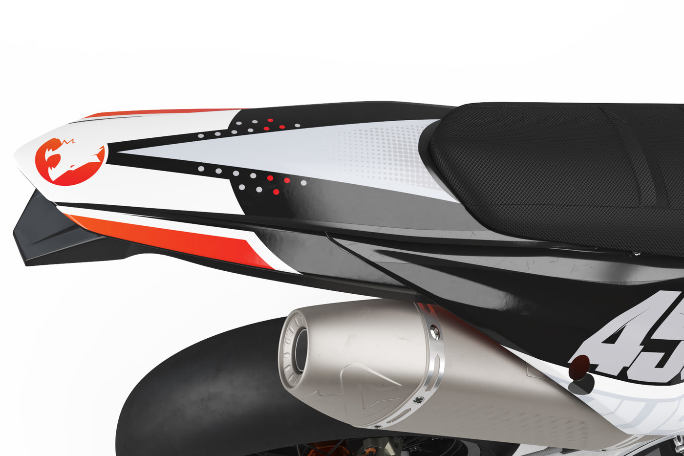 KTM EXC Dekor Sidewinder - Schwarz Weiss Orange - Rushracing - Tailview