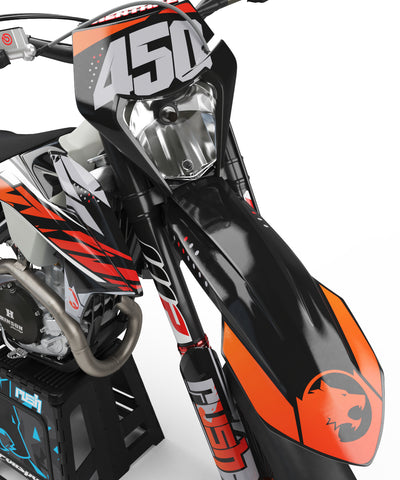 KTM EXC Dekor Sidewinder - Schwarz Weiss Orange - Rushracing - Frontview