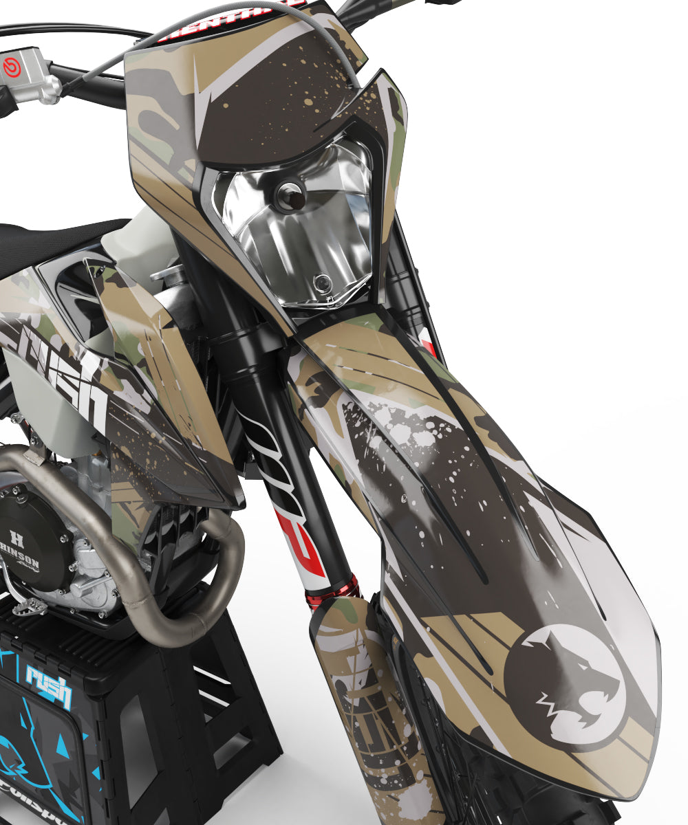 KTM EXC Dekor Woodland - Braun Grau Olive - Rushracing - Frontview