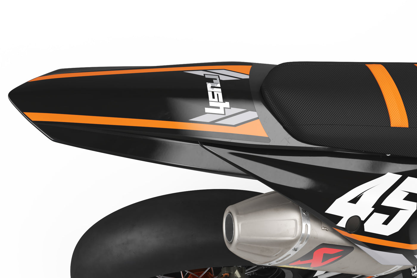 KTM EXC Dekor Bluff - Schwarz Orange Grau - Rushracing - Heckview