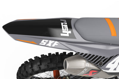 KTM EXC Dekor Clean - Grau Orange Weiss - Rushracing - Heckview