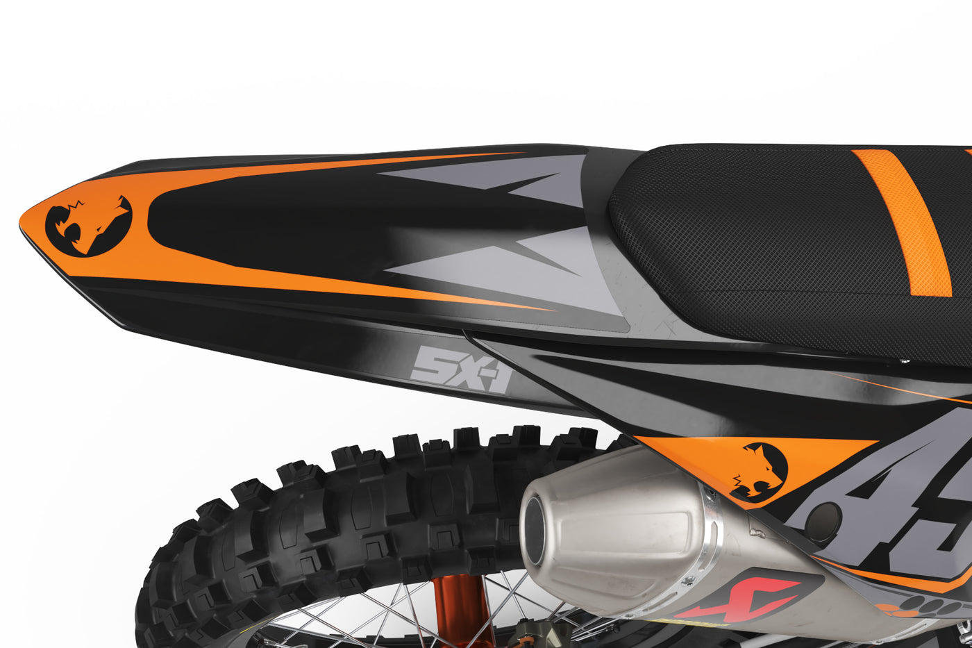 KTM EXC Dekor Clutch - Grau Orange Schwarz - Rushracing - Tailview