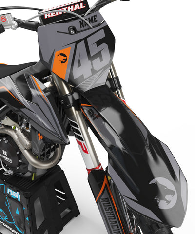 KTM EXC Dekor Clutch - Grau Orange Schwarz - Rushracing - Frontview