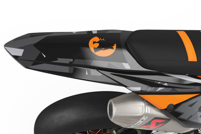 KTM EXC Dekor Cracked - Grau Orange Schwarz - Rushracing - Heckview
