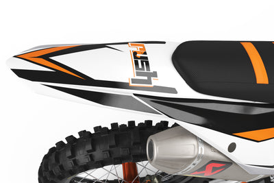 KTM EXC Dekor Flayer - Weiss Grau Orange - Rushracing - Tailview