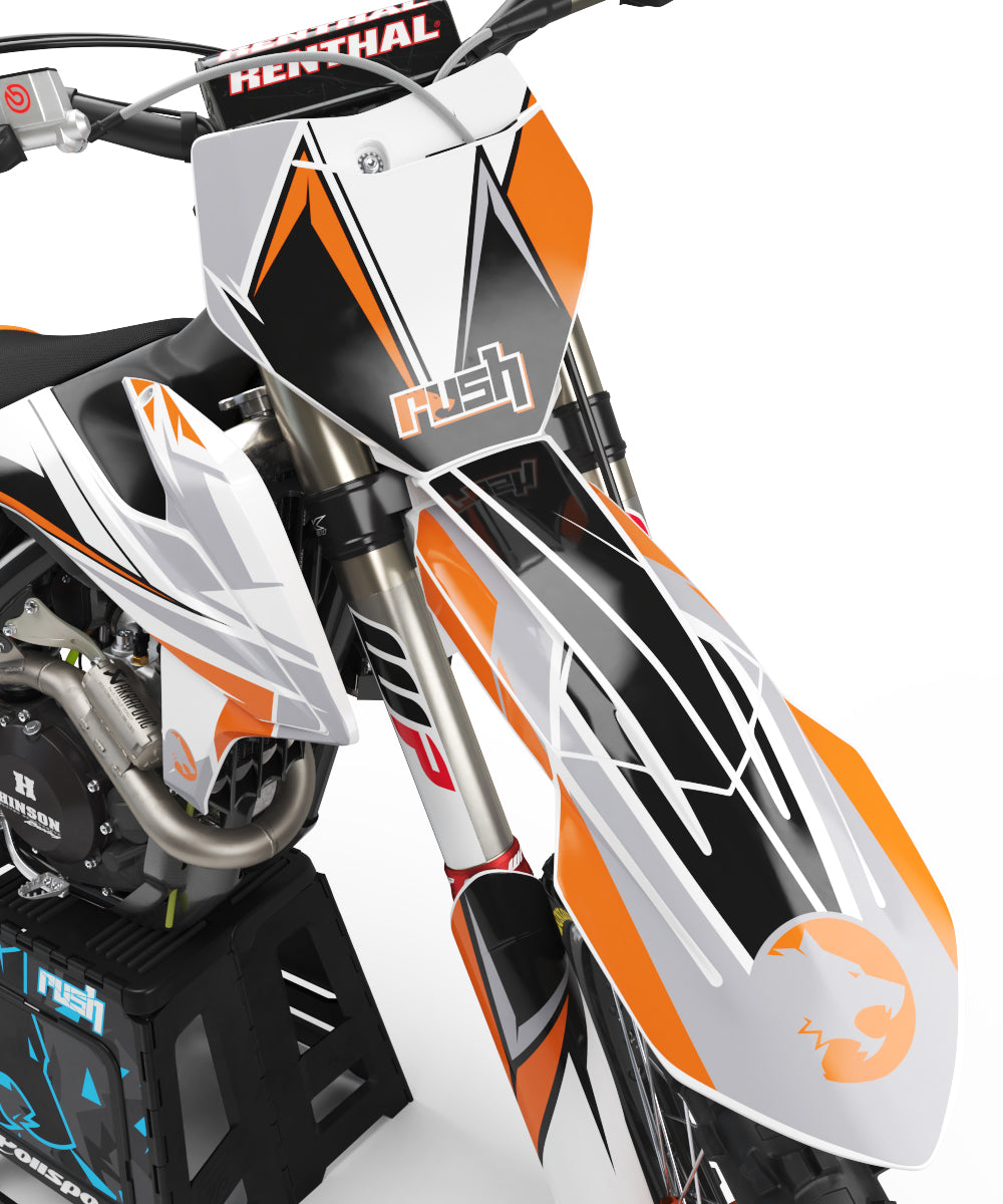 KTM EXC Dekor Flayer - Weiss Grau Orange - Rushracing - Frontview