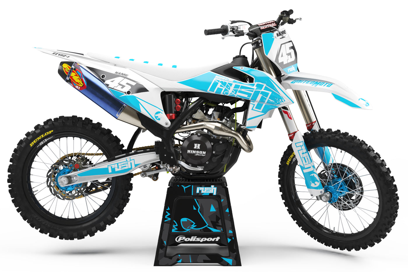 KTM EXC Dekor Sick - Hellblau Weiss Schwarz - Rushracing - Sideview