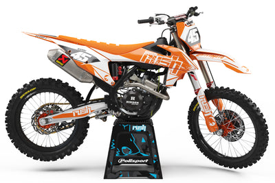 KTM EXC Dekor Sick - Orange Weiss Schwarz - Rushracing - Sideview