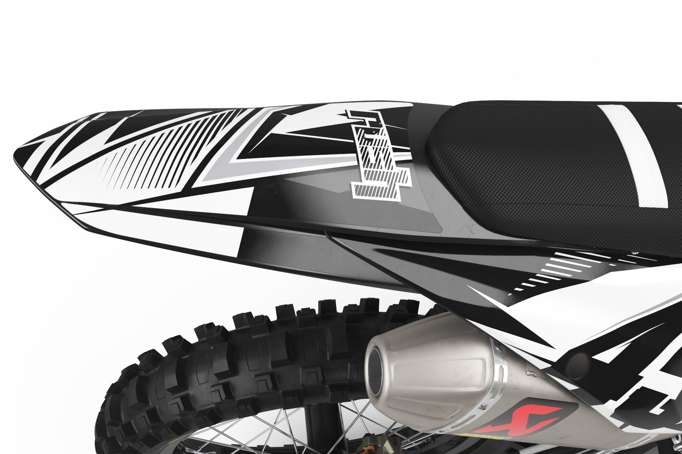 KTM EXC Dekor Shattered - Schwarz Weiss - Rushracing - Tailview