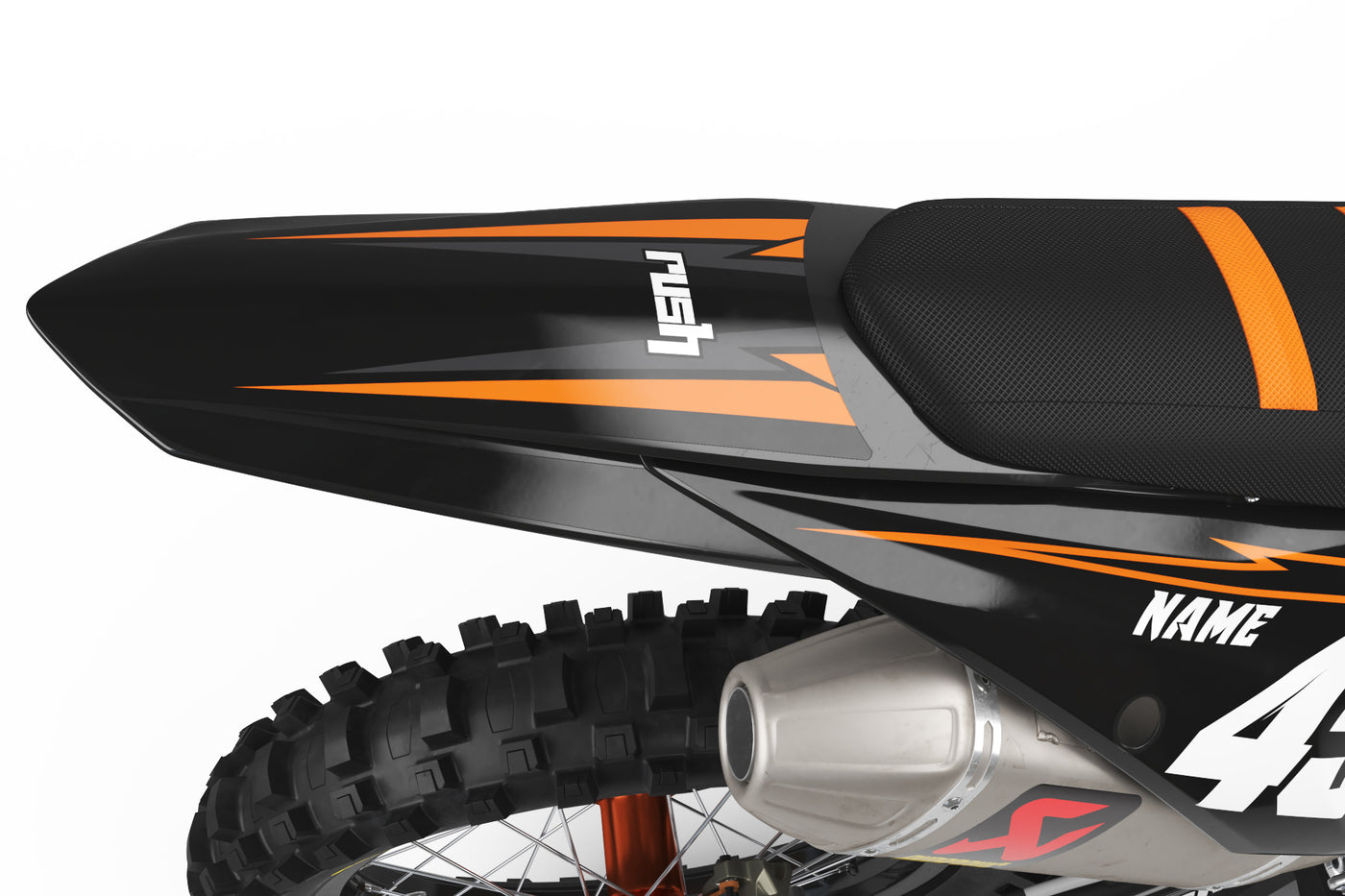 KTM EXC Dekor Voltage - Schwarz Grau Orange - Rushracing - Tailview