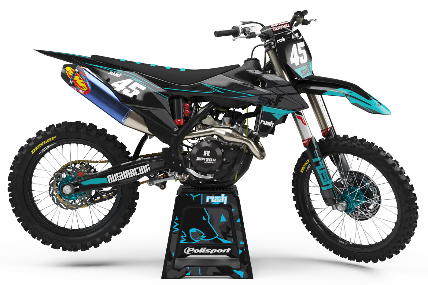 KTM EXC Dekor Voltage - Schwarz Grau Blau - Rushracing - Sideview