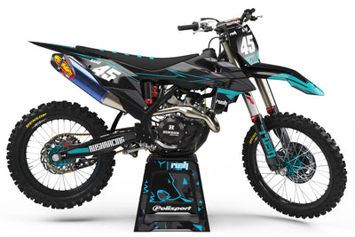 KTM EXC Dekor Voltage - Schwarz Grau Blau - Rushracing - Sideview